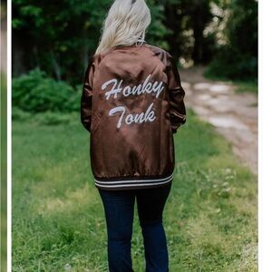 Brown Satin Jacket with honky Tonk western horse
